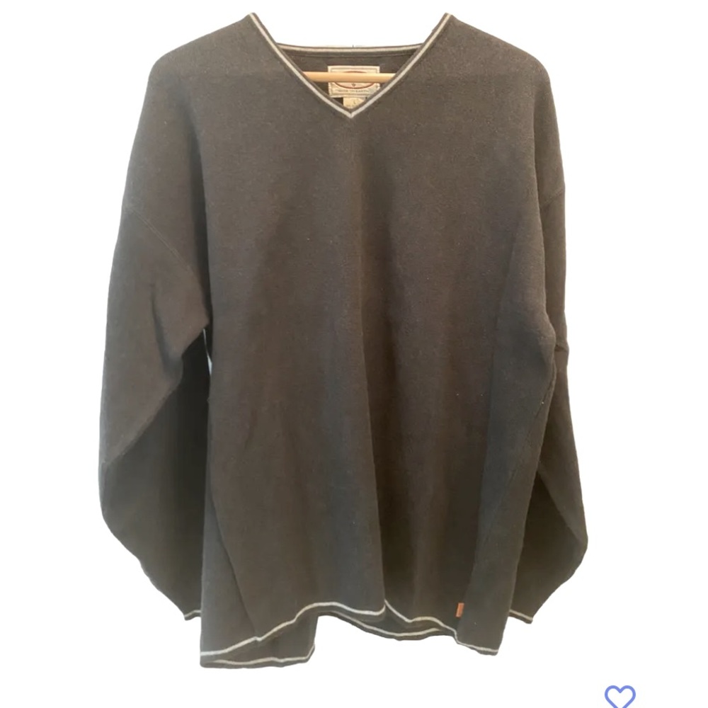 New Vintage Oobe Men’s V-Neck Cotton Sweater Sz Large‎ Charcoal gray Patagonia